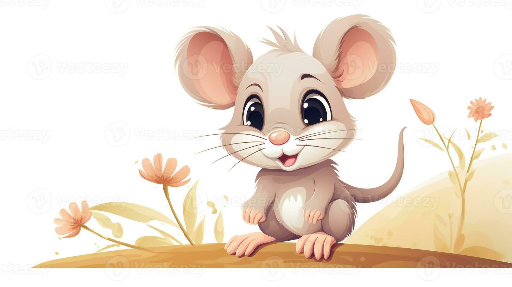 a cute little Spiny Mouse in vector style. Generative AI photo