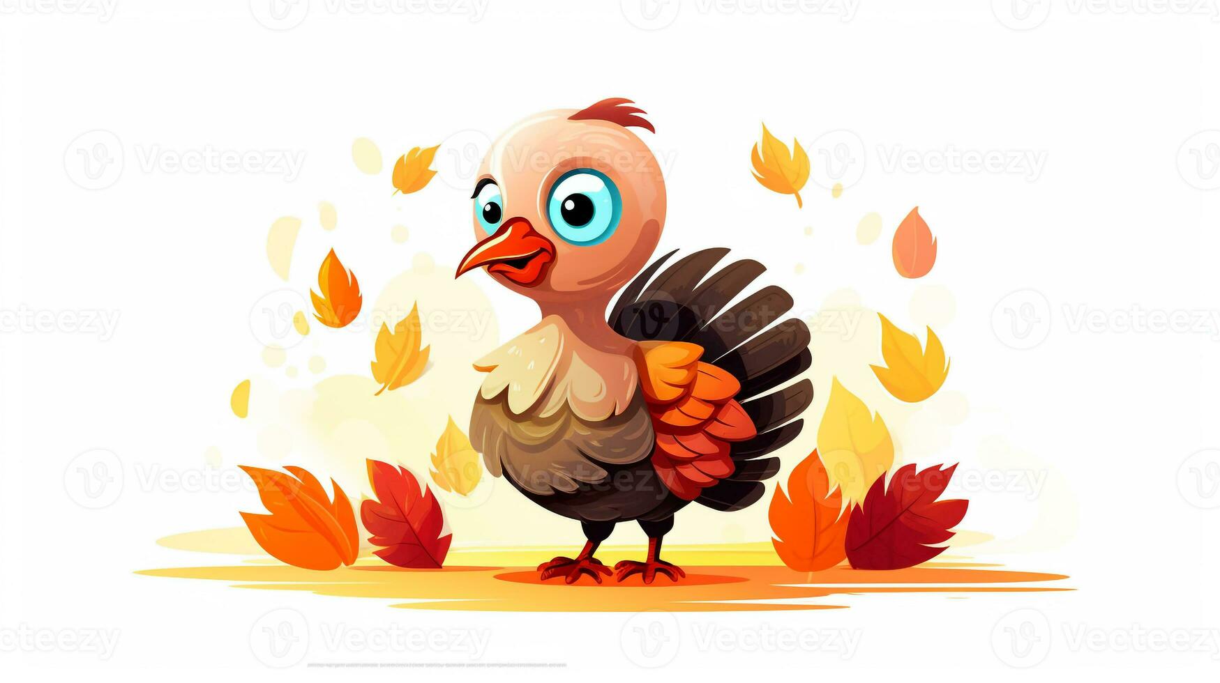 a cute little Turkey in vector style. Generative AI photo