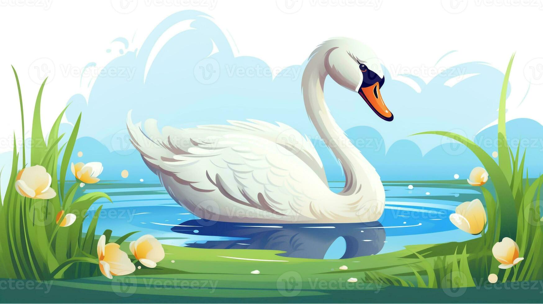 un linda pequeño cisne en vector estilo. generativo ai foto