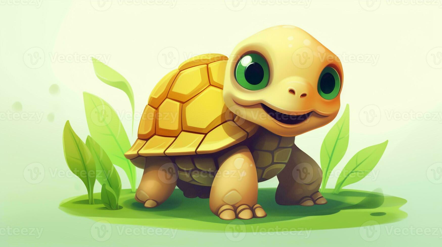 a cute little Turtle in vector style. Generative AI photo