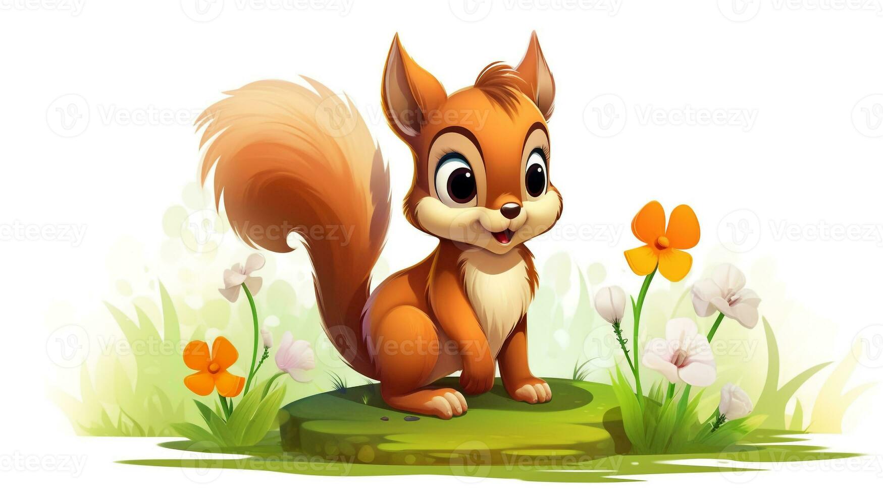 a cute little Squirrel in vector style. Generative AI photo