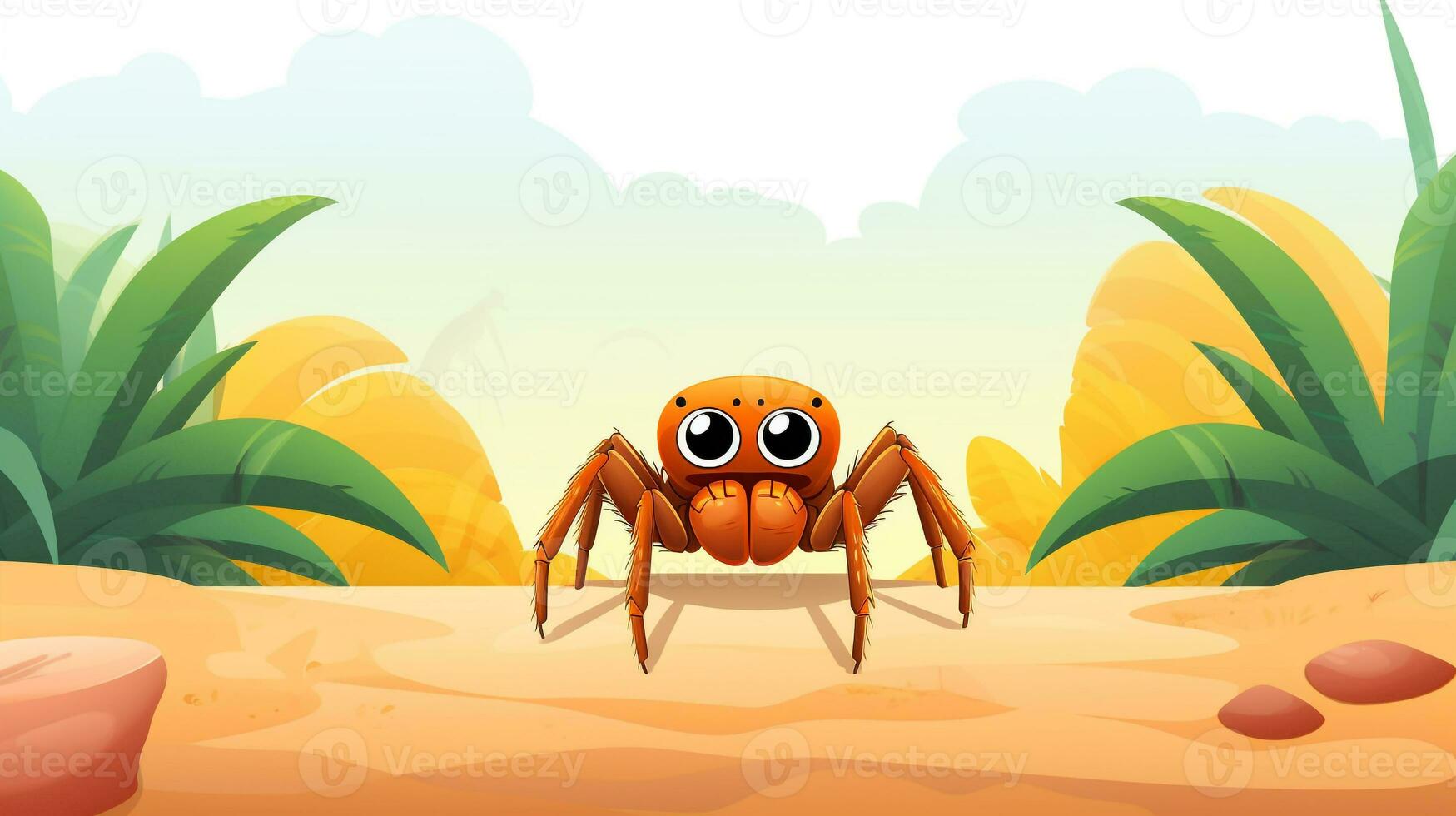 a cute little Tarantula in vector style. Generative AI photo