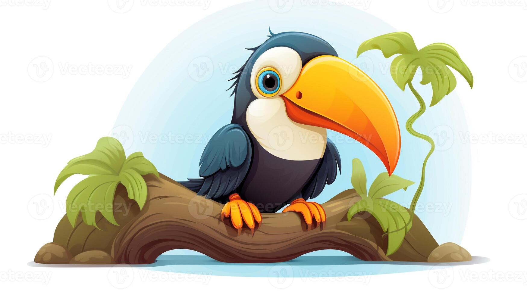 a cute little Toucan in vector style. Generative AI photo