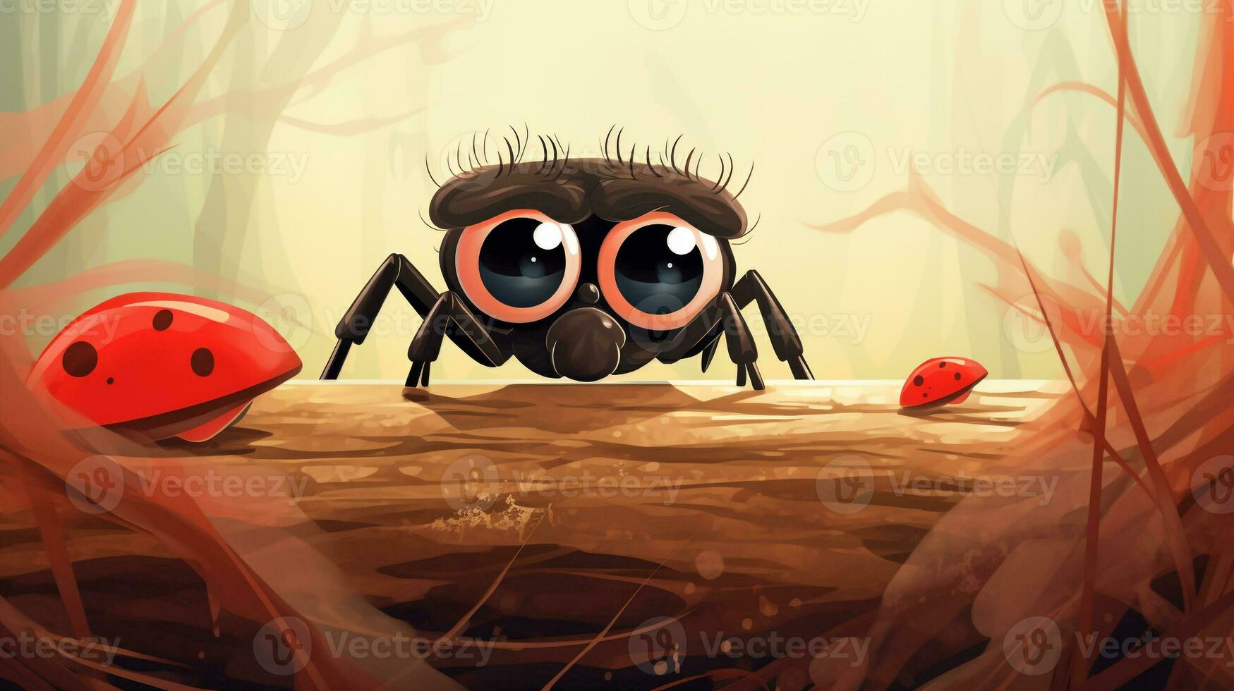 a cute little Spider in vector style. Generative AI photo
