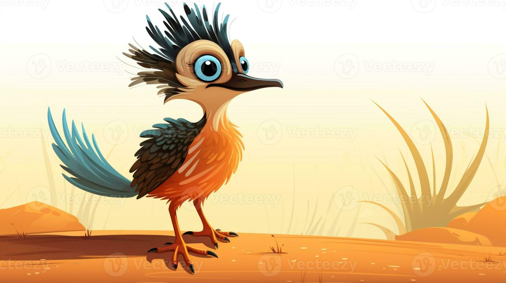 a cute little Roadrunner in vector style. Generative AI photo