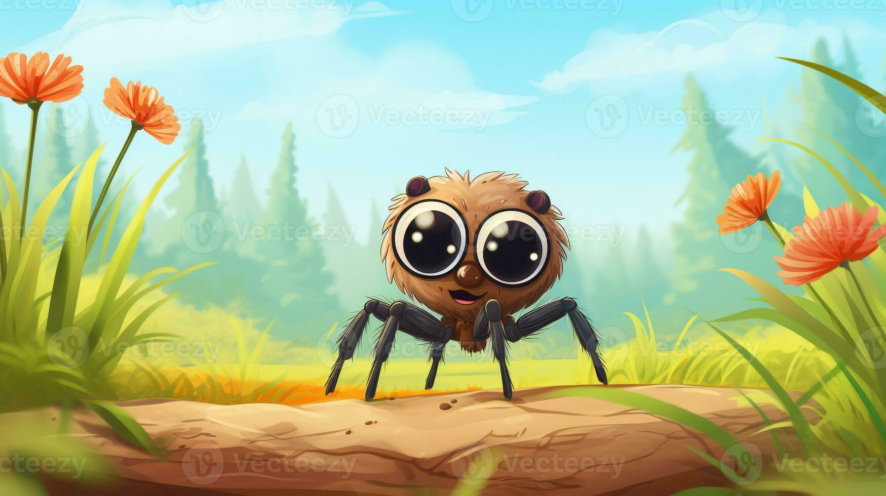 a cute little Spider in vector style. Generative AI photo