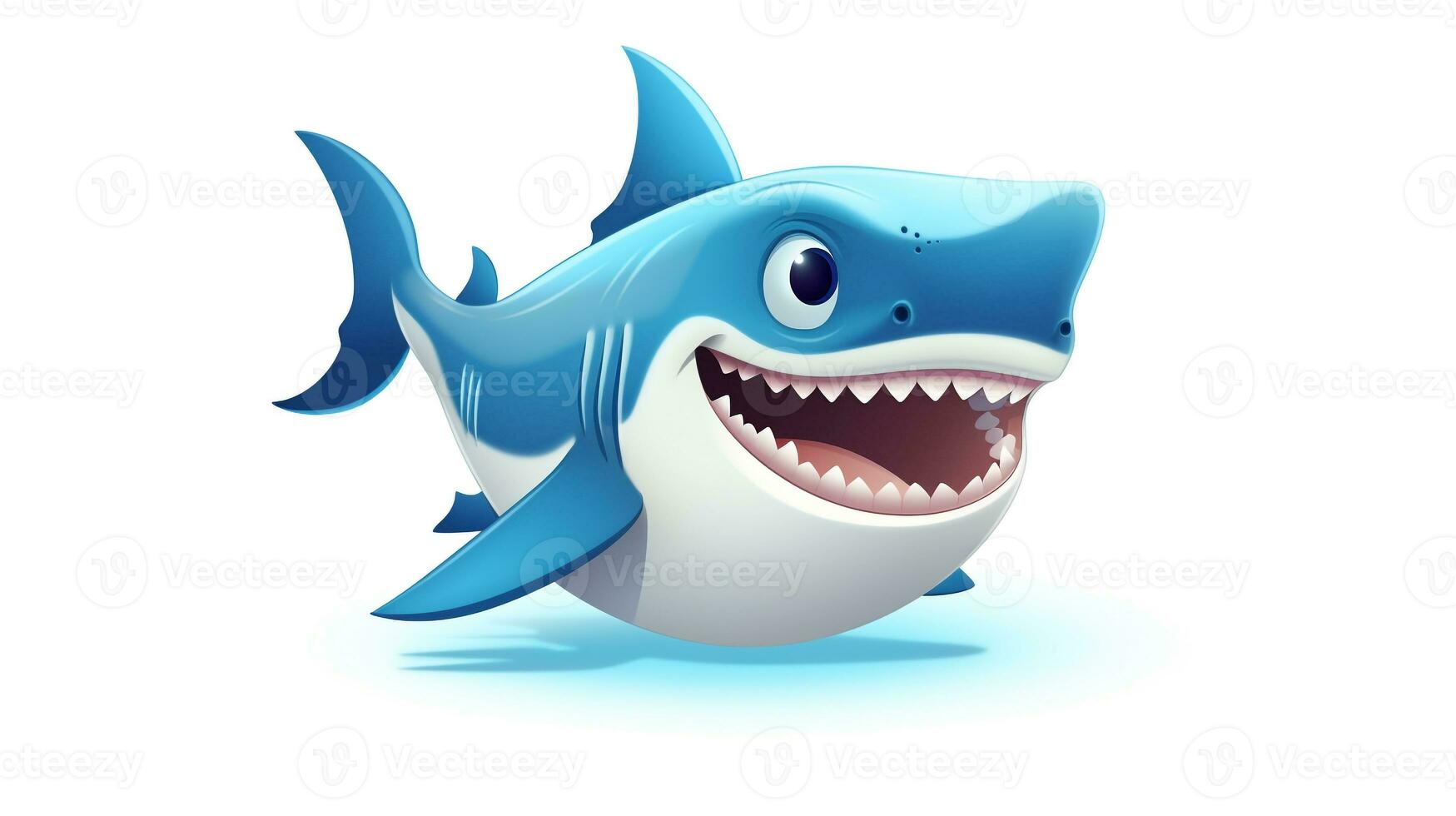 a cute little Shark in vector style. Generative AI photo