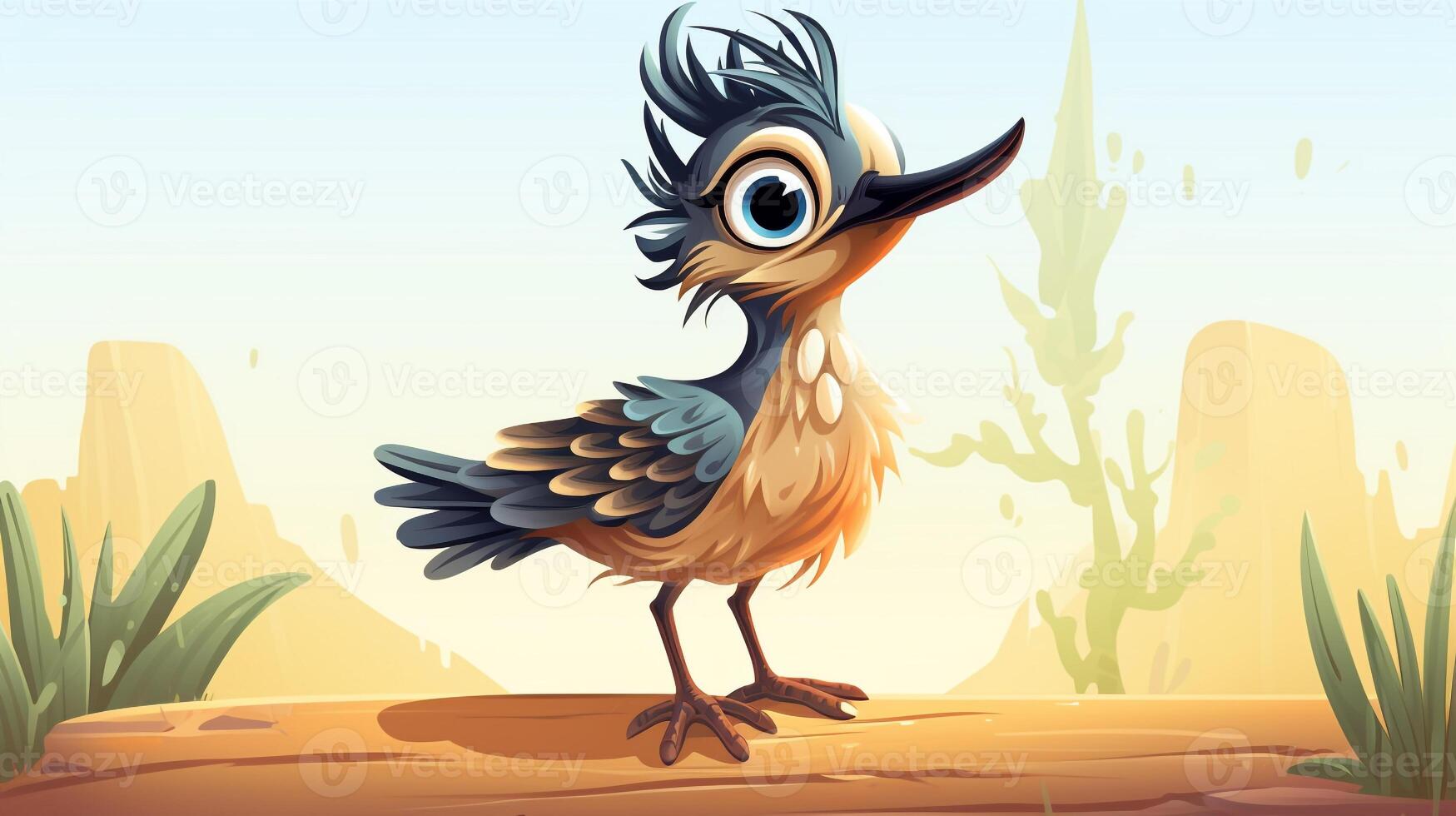 a cute little Roadrunner in vector style. Generative AI photo