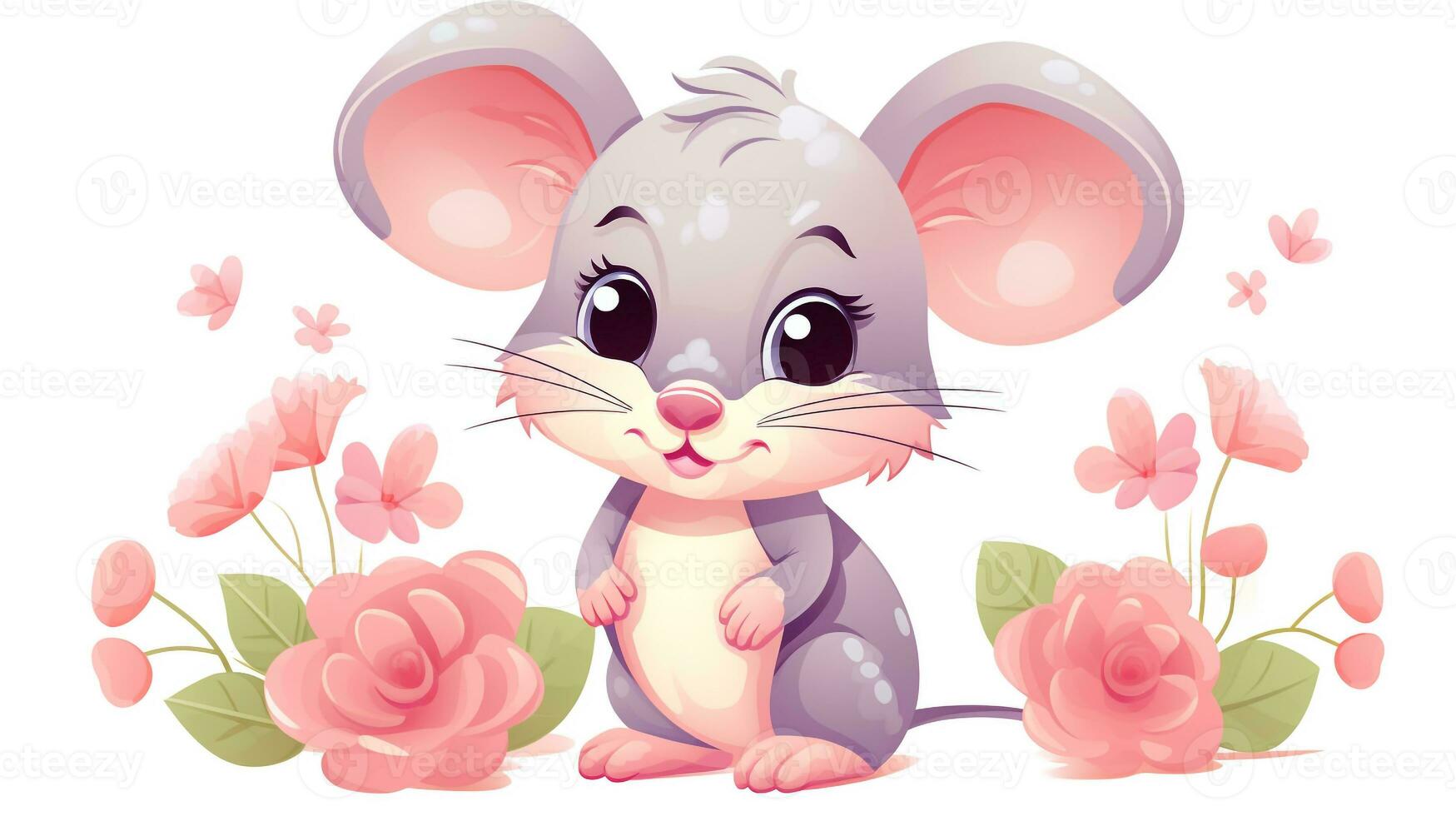 a cute little Rat in vector style. Generative AI photo