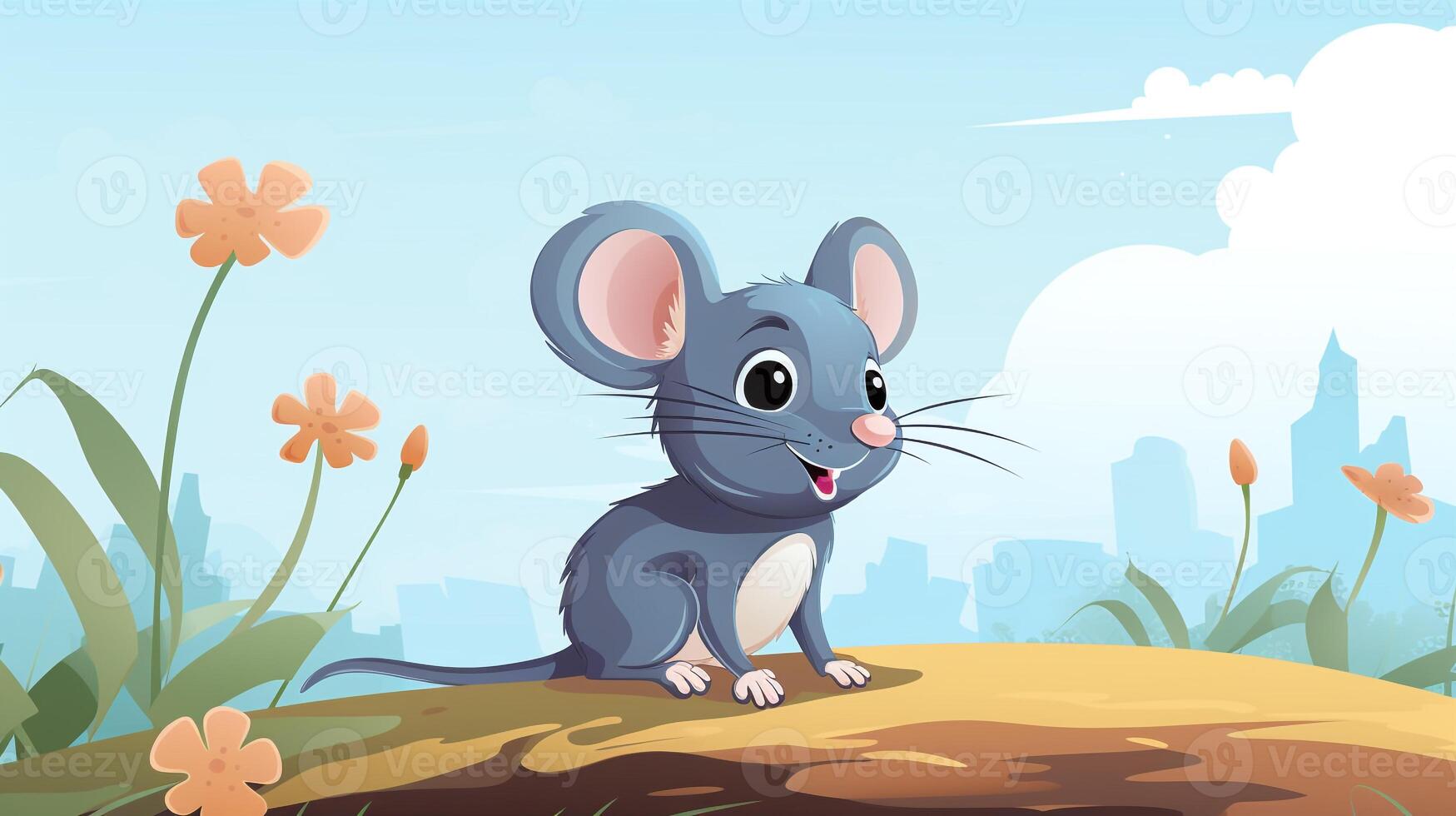 a cute little Rat in vector style. Generative AI photo