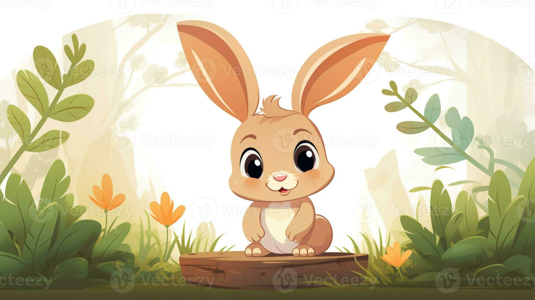 a cute little Rabbit in vector style. Generative AI photo