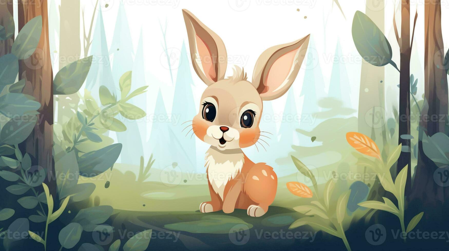 a cute little Rabbit in vector style. Generative AI photo