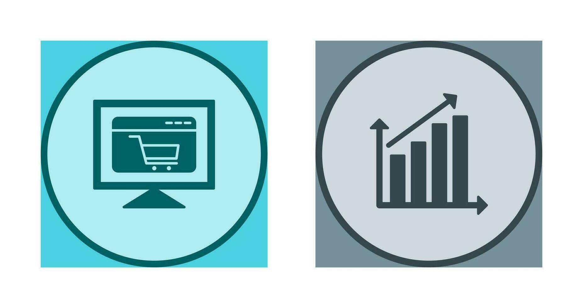 ecommerce website and rising statistics Icon vector