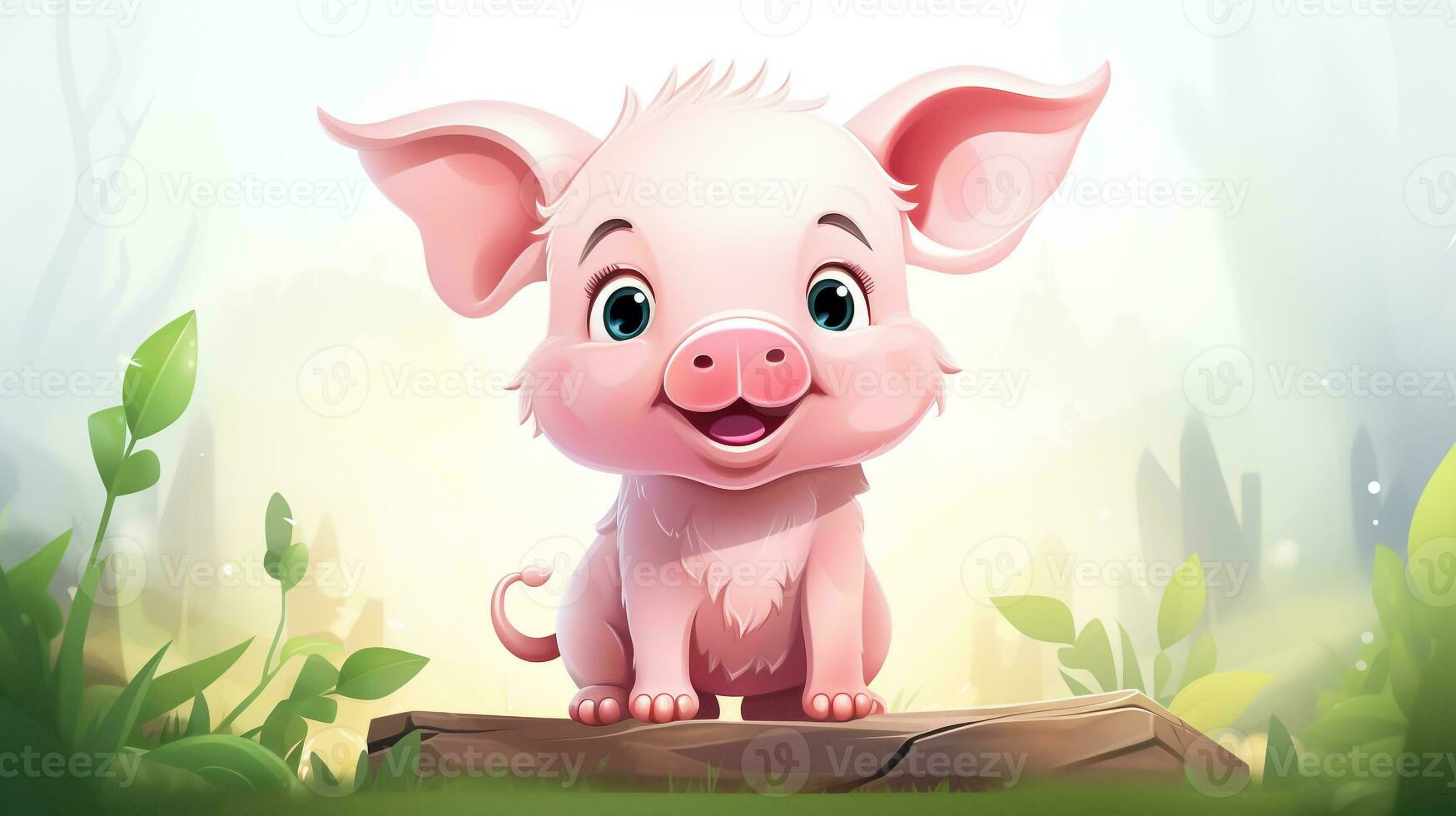 a cute little Pig in vector style. Generative AI photo