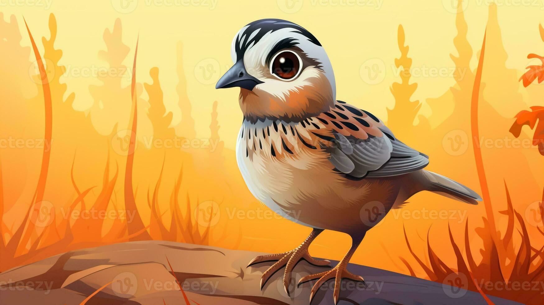 a cute little Quail in vector style. Generative AI photo