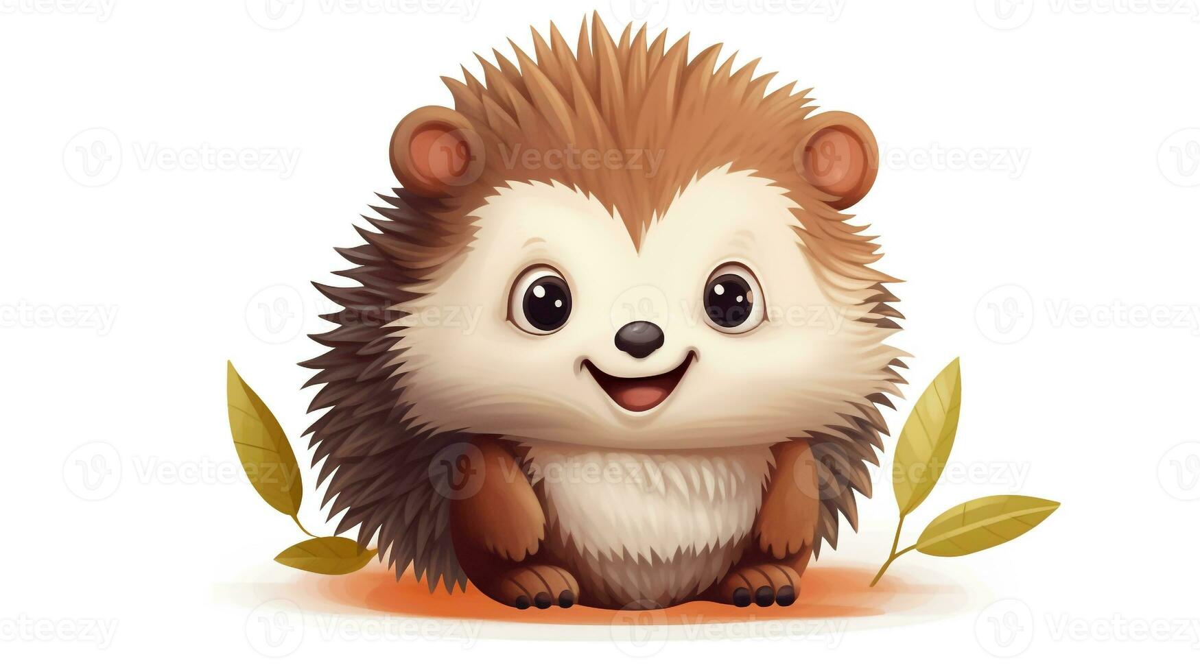 a cute little Porcupine in vector style. Generative AI photo