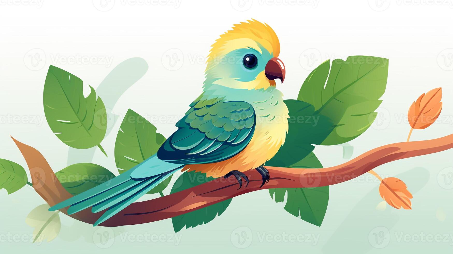 a cute little Quetzal in vector style. Generative AI photo