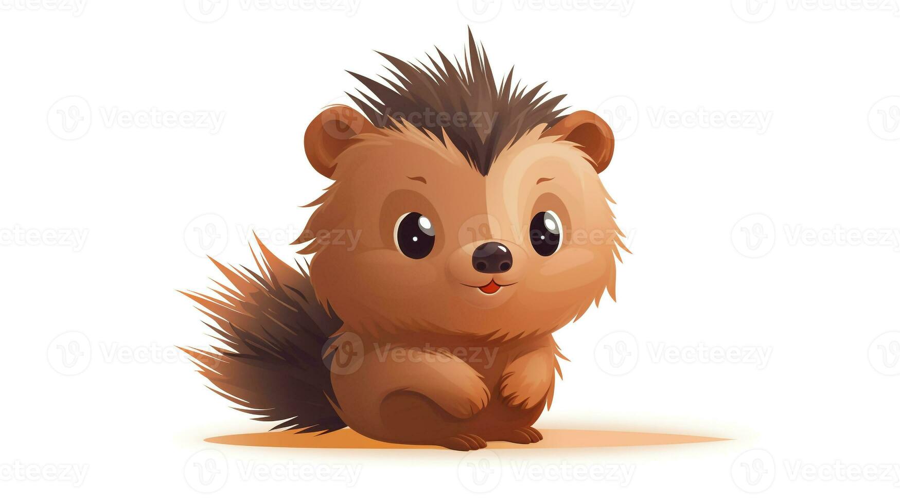 a cute little Porcupine in vector style. Generative AI photo