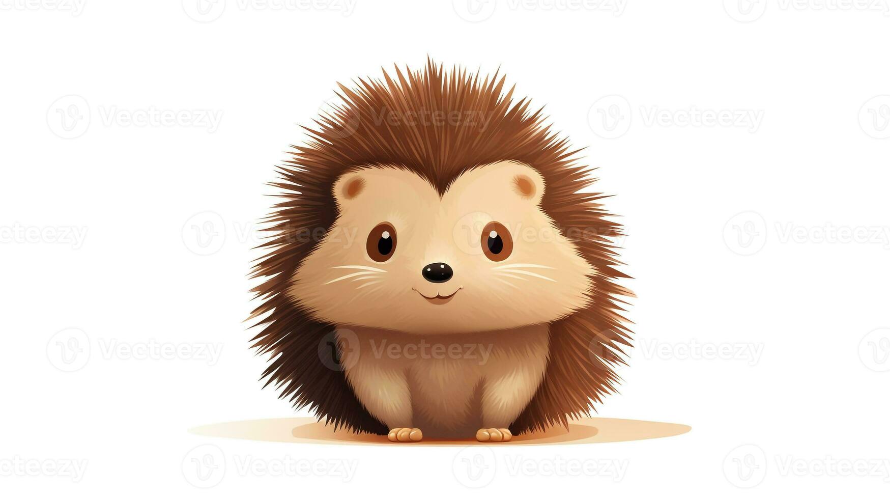 a cute little Porcupine in vector style. Generative AI photo