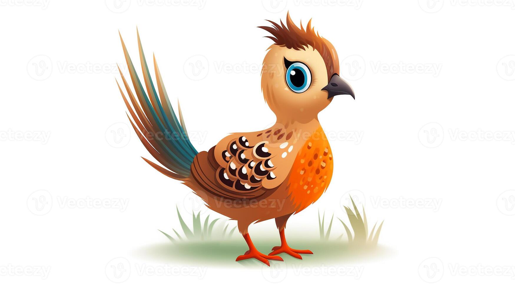 a cute little Pheasant in vector style. Generative AI photo