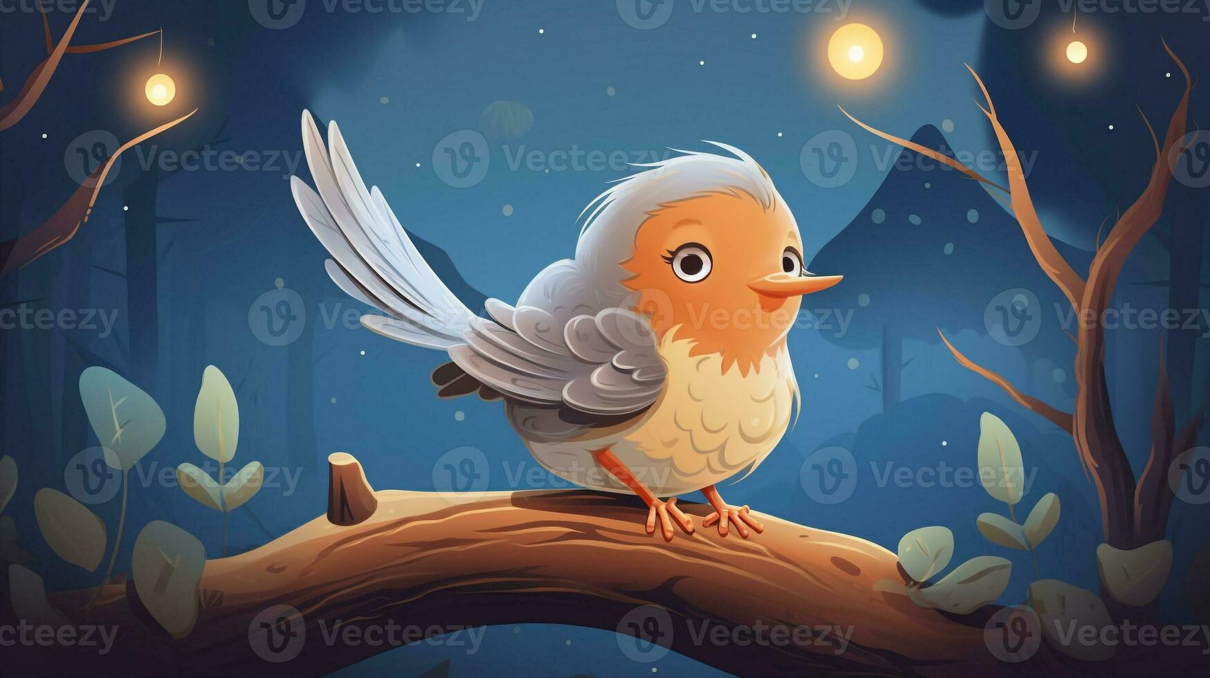 a cute little Nightingale in vector style. Generative AI photo