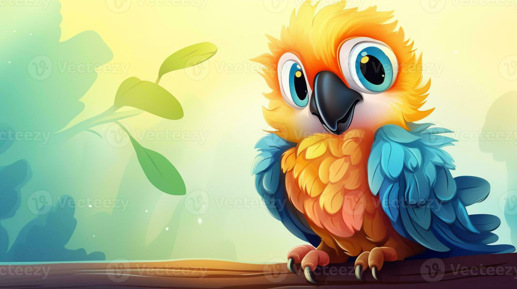 a cute little Parrot in vector style. Generative AI photo
