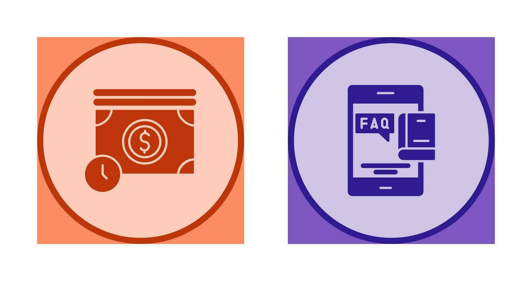 Time is Mony and Faq Icon vector