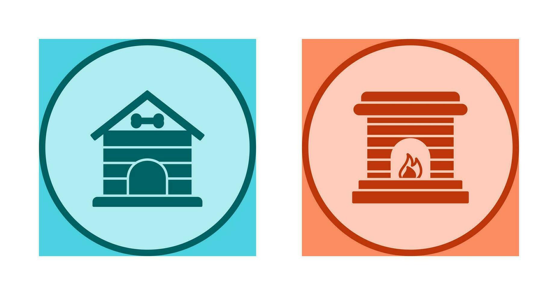 Dog House and Fireplace Icon vector