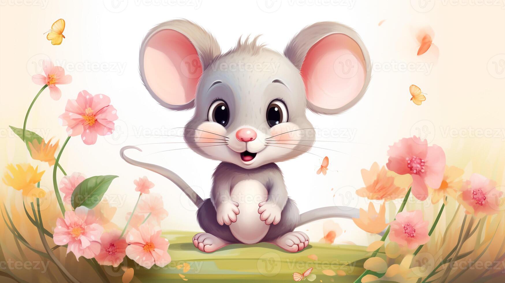 a cute little Mouse in vector style. Generative AI photo