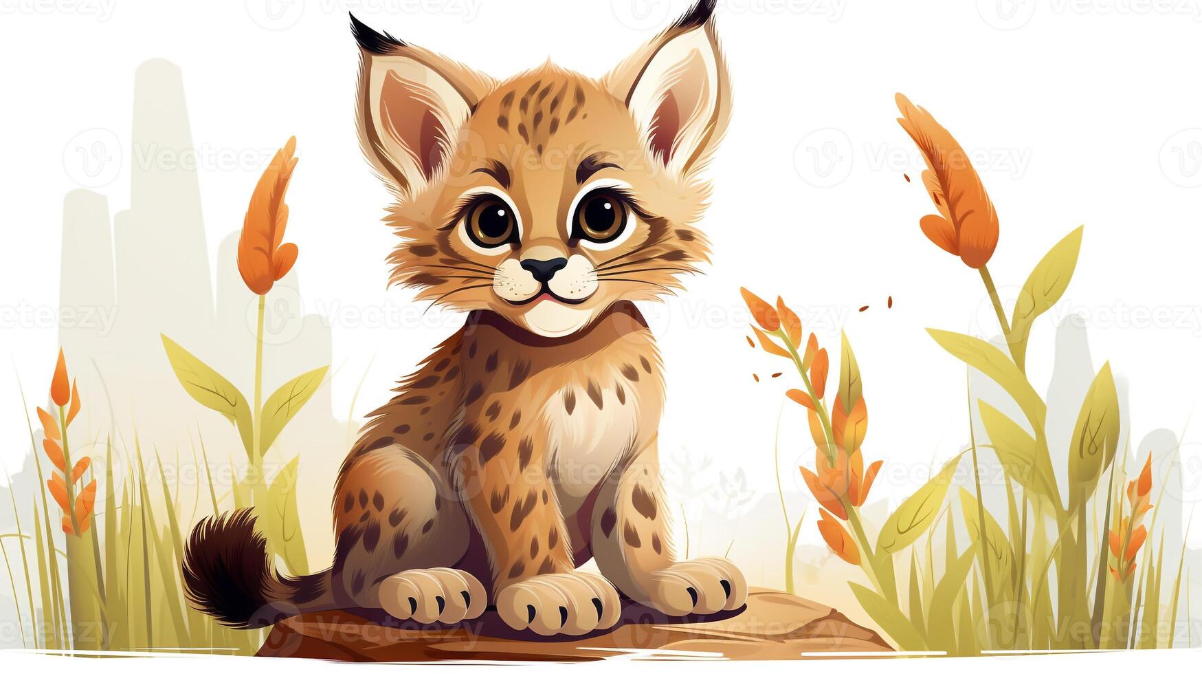 a cute little Lynx in vector style. Generative AI photo