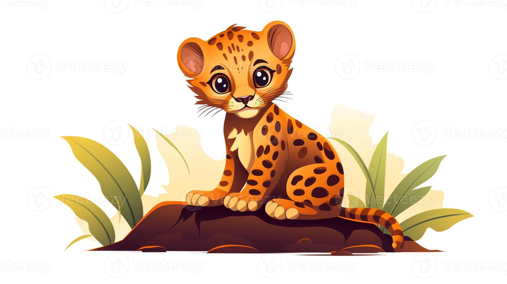 un linda pequeño leopardo en vector estilo. generativo ai foto