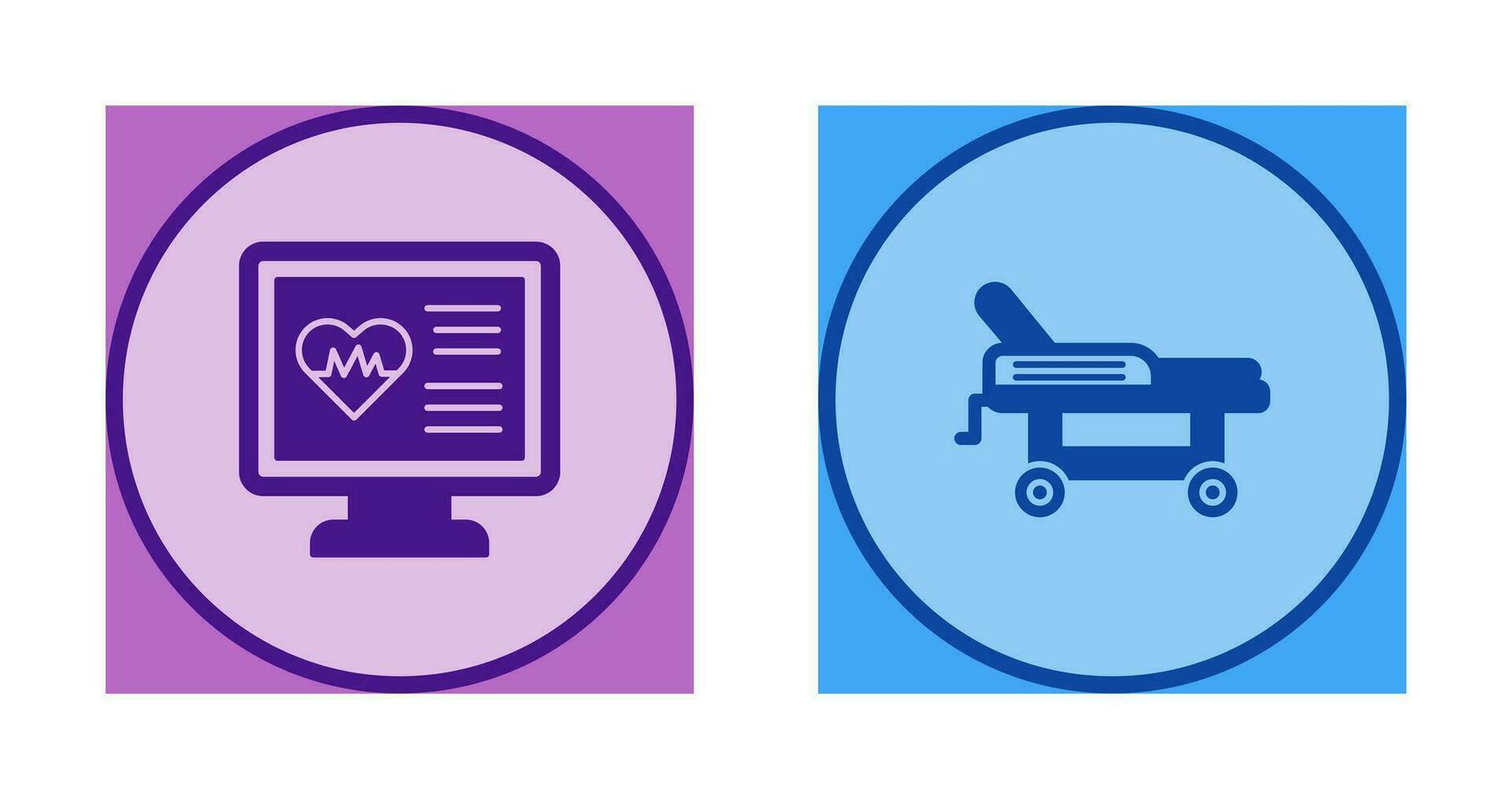 Cardiogram and Hospital Bed Icon vector