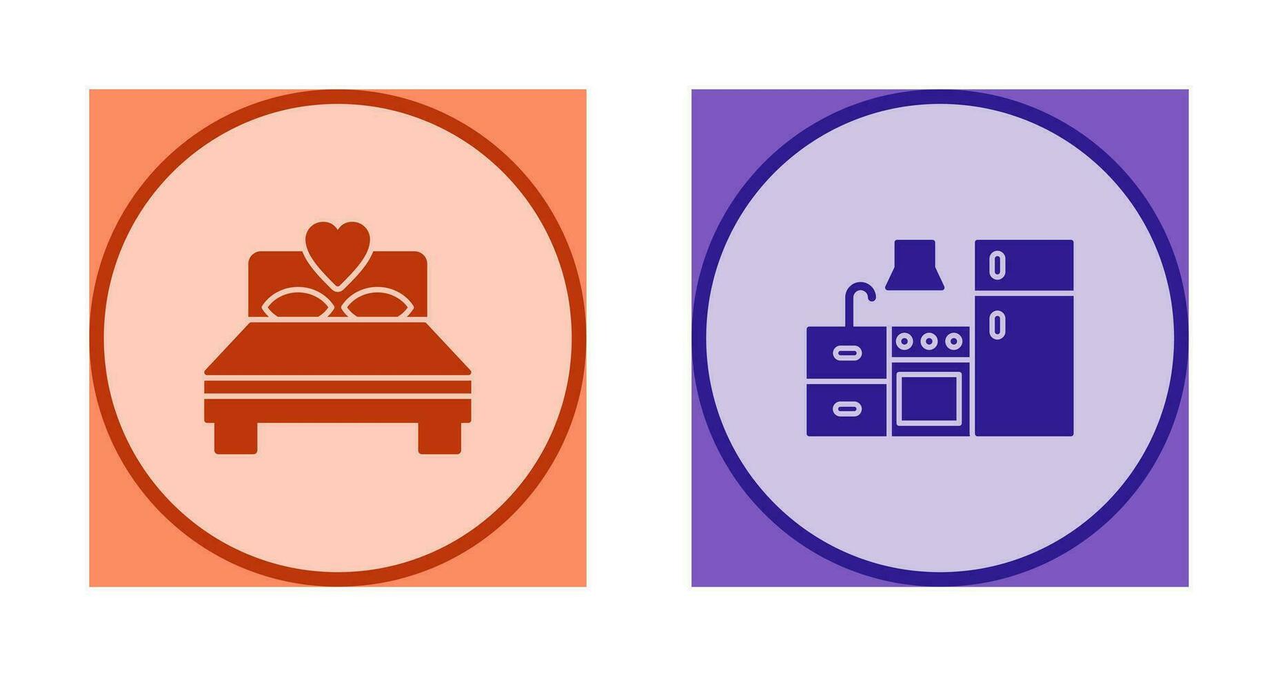 Bedroom and Kitchen Icon vector