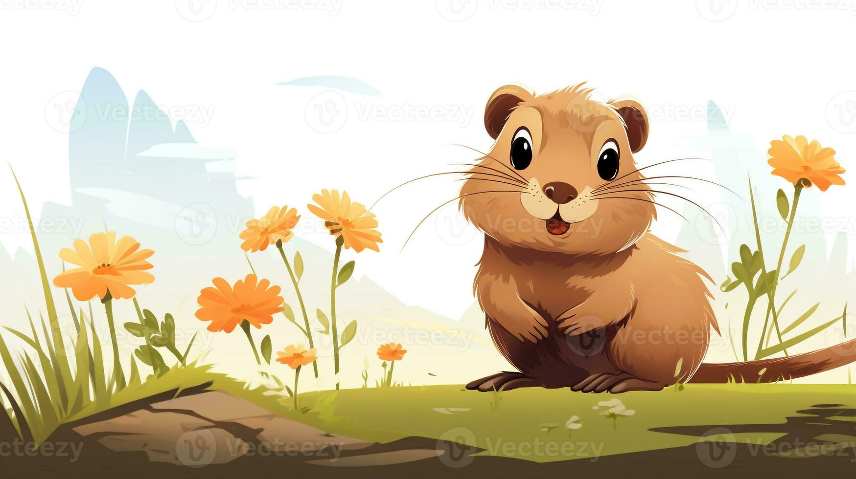 a cute little Lemming in vector style. Generative AI photo