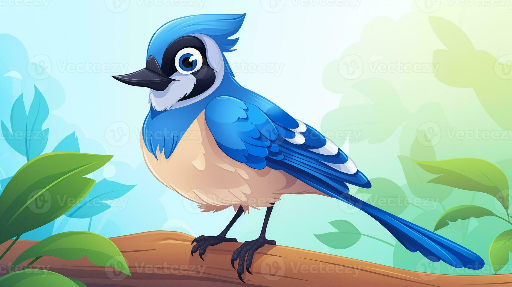 a cute little Jay in vector style. Generative AI photo