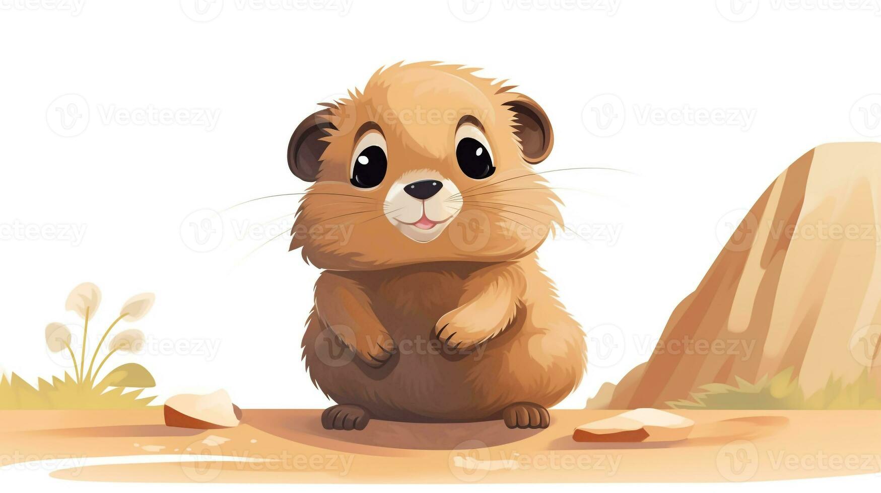 a cute little Lemming in vector style. Generative AI photo