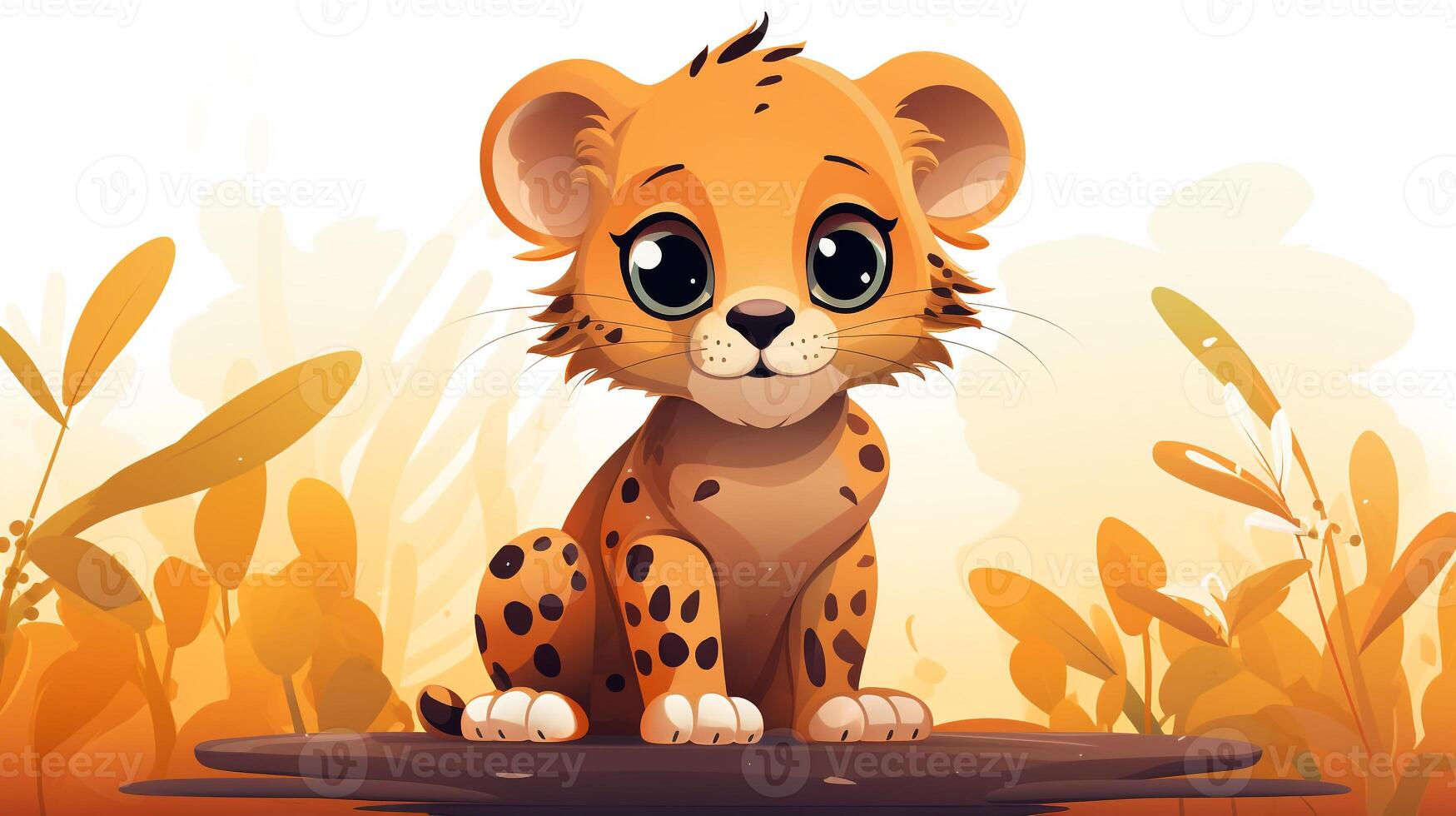 un linda pequeño leopardo en vector estilo. generativo ai foto