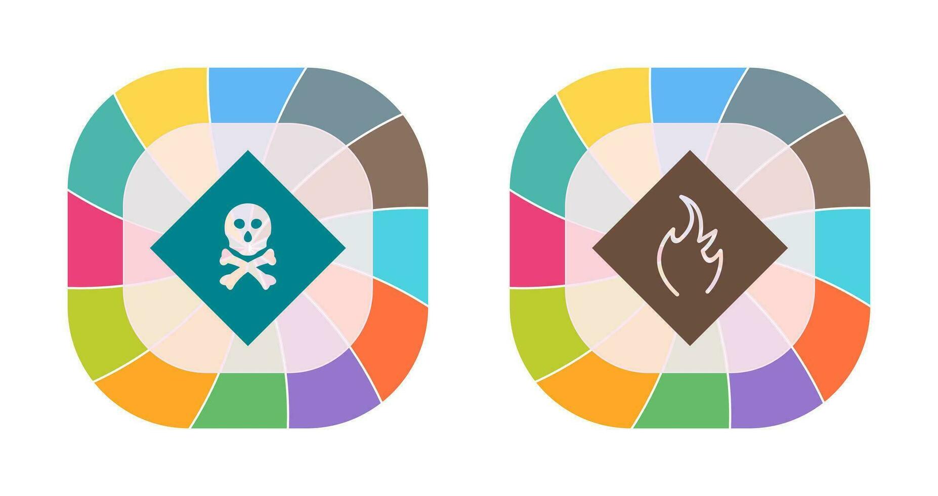 poisonous gas and Danger of flame  Icon vector