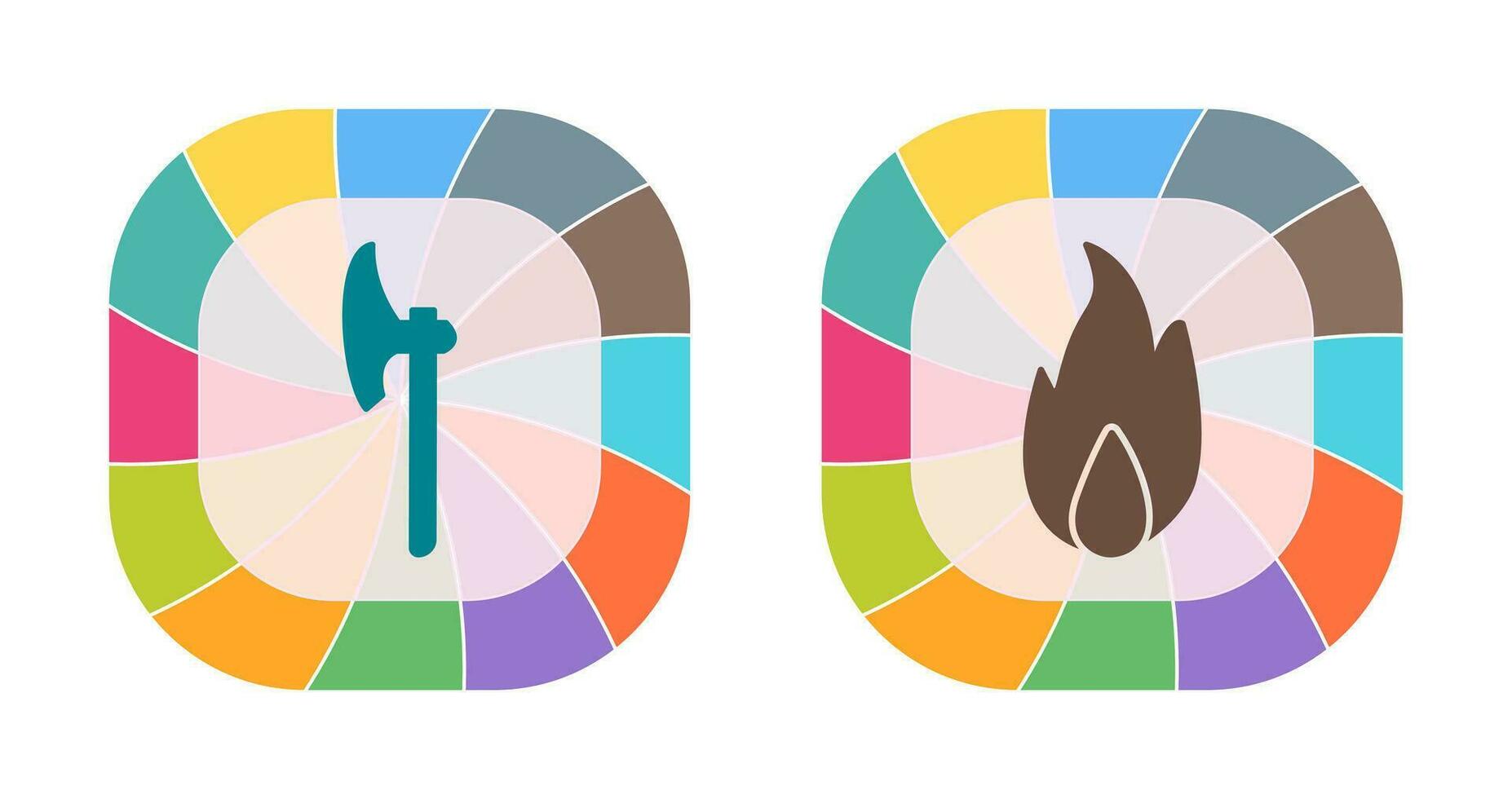 axe and fire  Icon vector