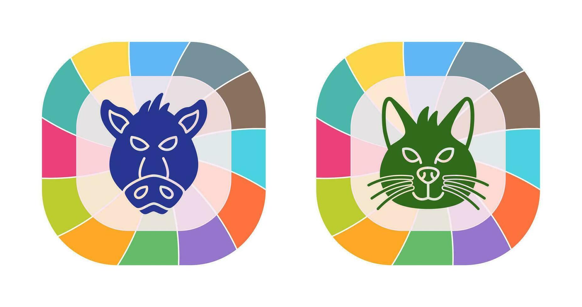 Pig and Cat Icon vector