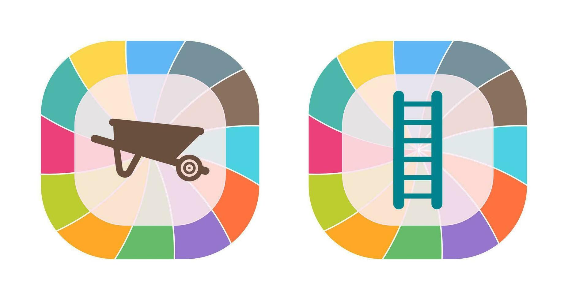 Wheelbarrow and ladder Icon vector