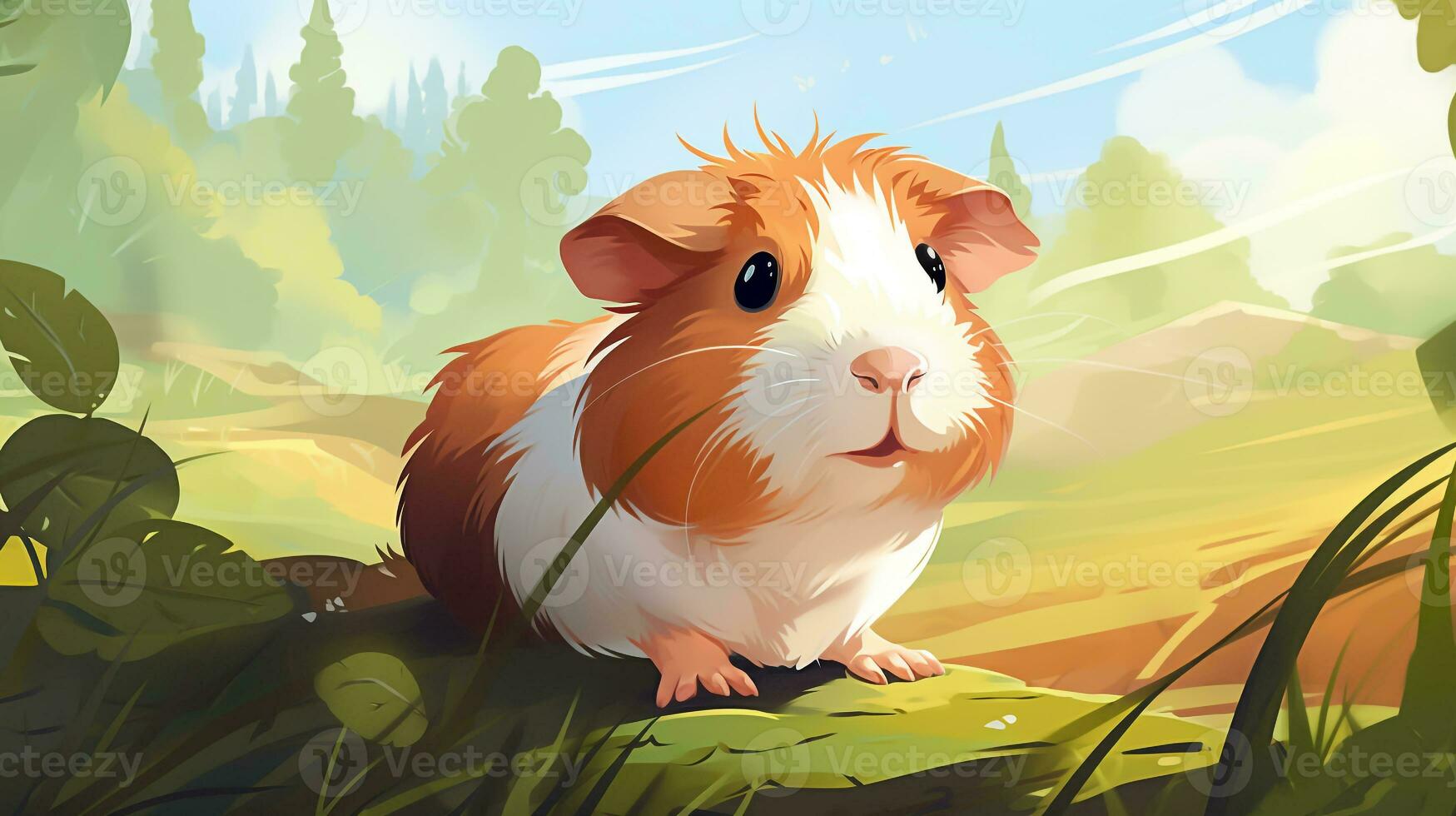 a cute little Guinea Pig in vector style. Generative AI photo
