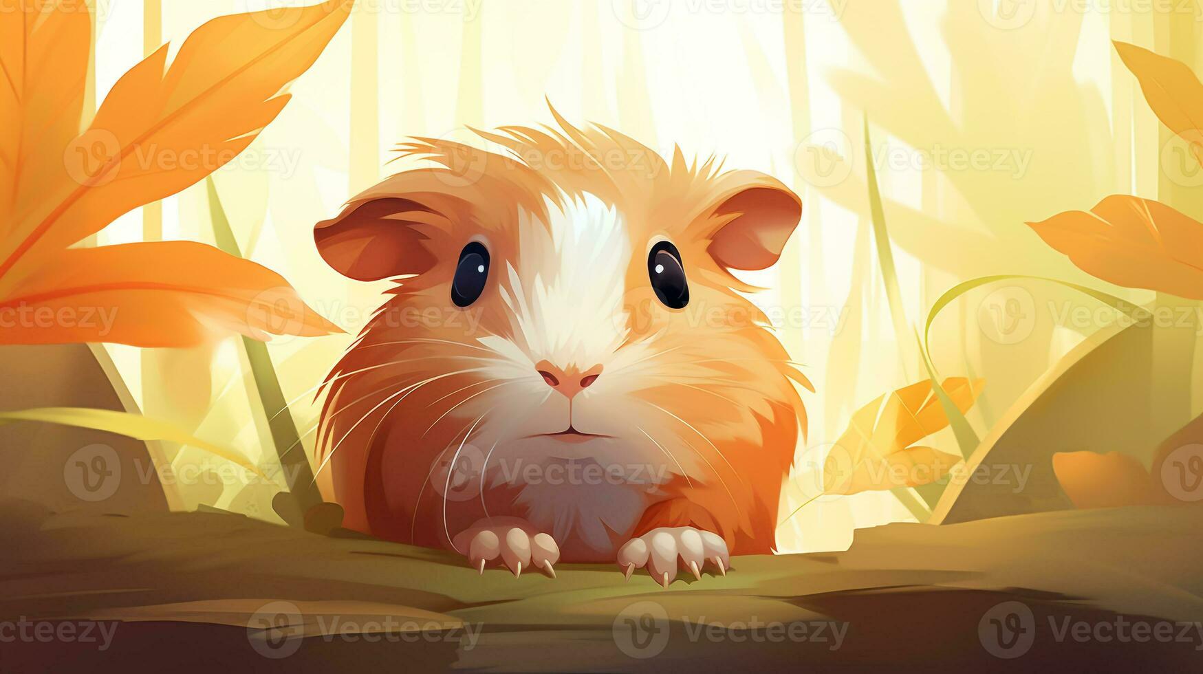 a cute little Guinea Pig in vector style. Generative AI photo