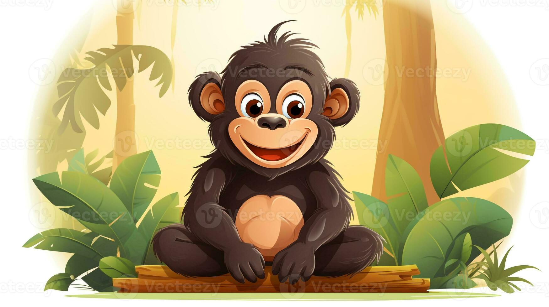 a cute little Gorilla in vector style. Generative AI photo