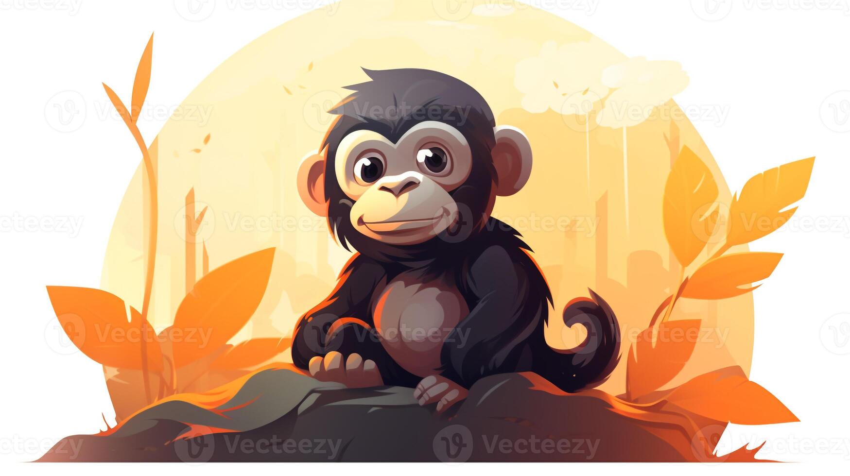 a cute little Gorilla in vector style. Generative AI photo