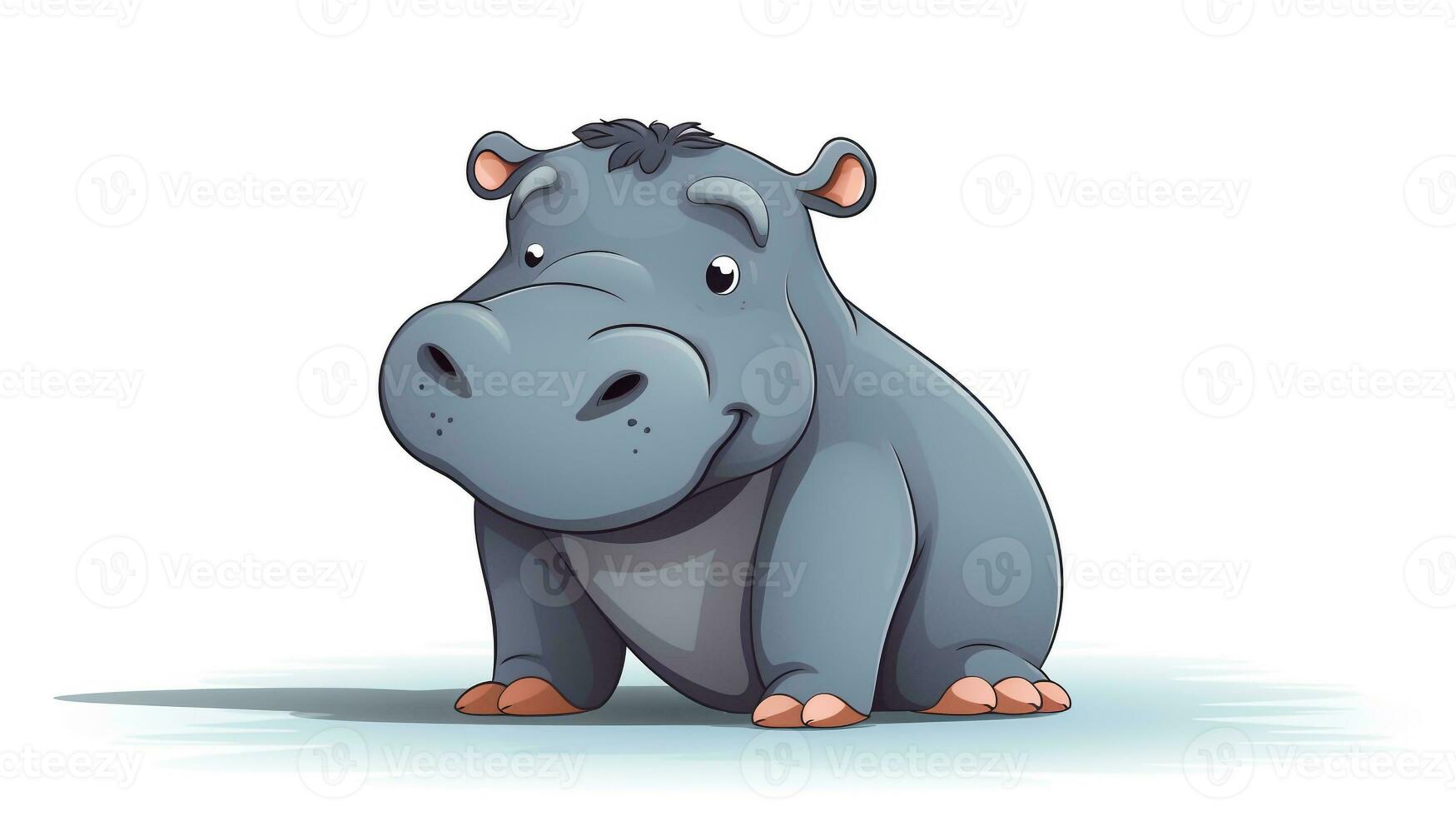 a cute little Hippopotamus in vector style. Generative AI photo