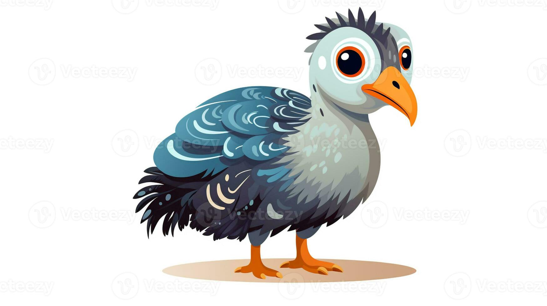 a cute little Guineafowl in vector style. Generative AI photo