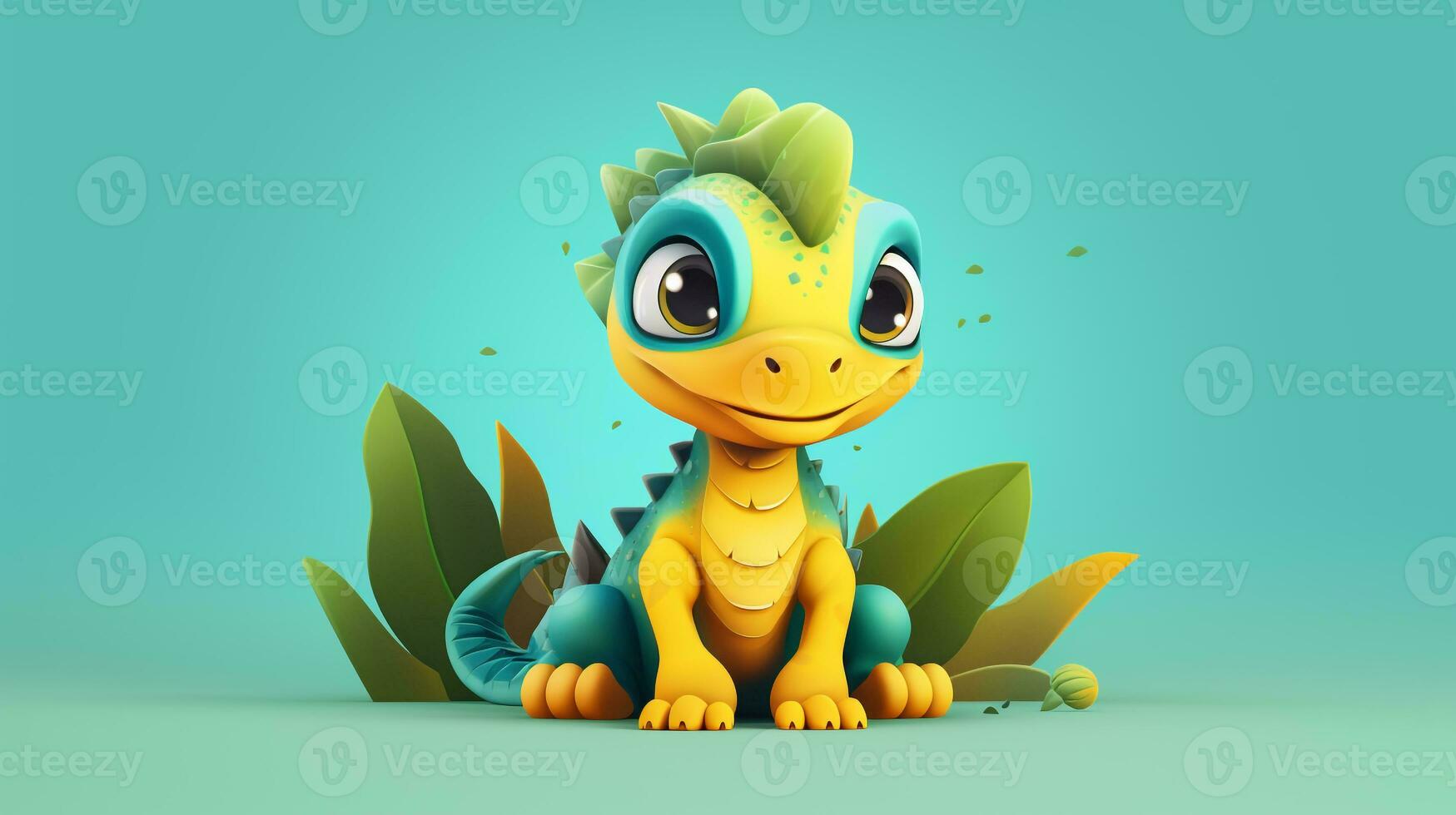 a cute little Iguana in vector style. Generative AI photo