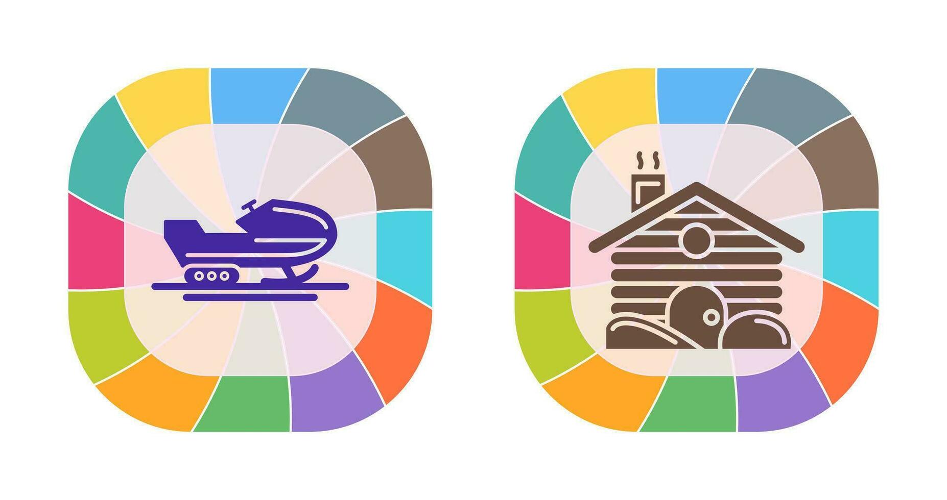 Snowmobile and Cabin Icon vector