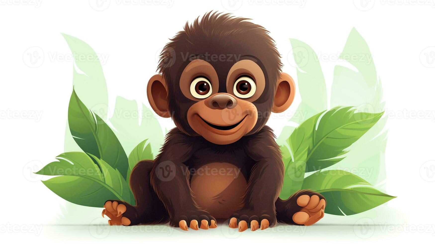 a cute little Gorilla in vector style. Generative AI photo